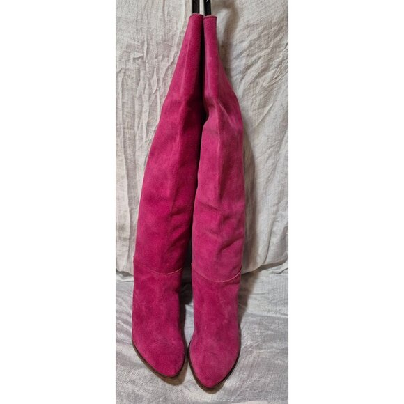 Pinkish/Purple Genuine Suede Over The Knee  Style Boots Made in Italy Sz 10 FLAW - Picture 4 of 16